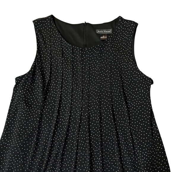 Jessica Howard Womens 14 Black Polka Dot Sleeveless Dress Used Lined - Picture 5 of 10